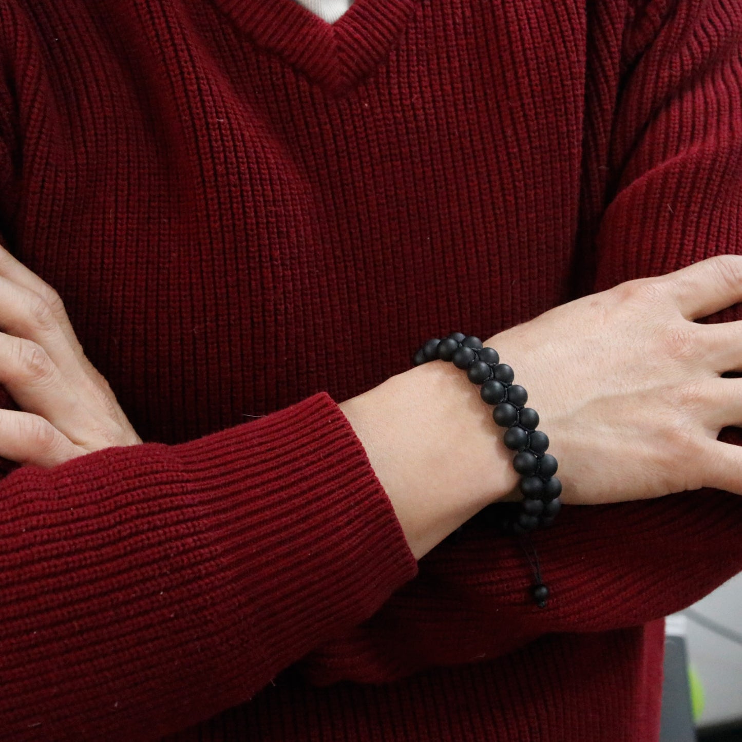 Black Onyx Crystal Bracelet for Men 8mm