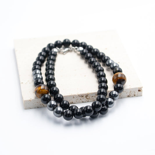 Tiger Eye Triple Protection Necklace for Men