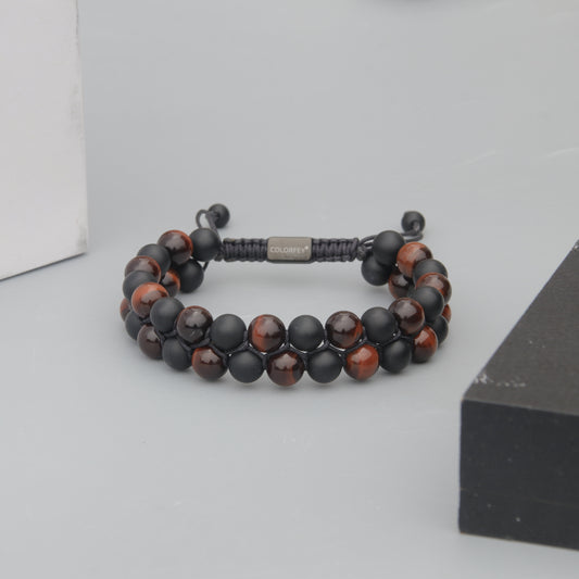 tiger eye onyx 2 row bracelet