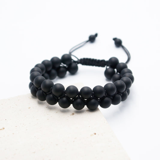 Black Onyx Crystal Bracelet for Men 8mm