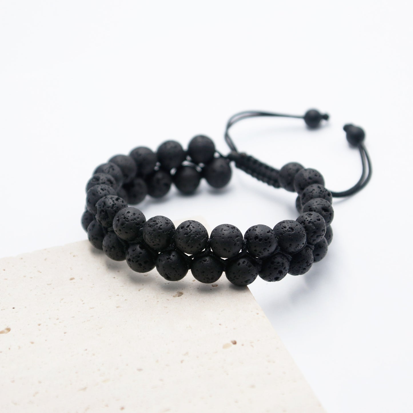 Black Lava Rock Gemstone Bracelet for Men 8mm