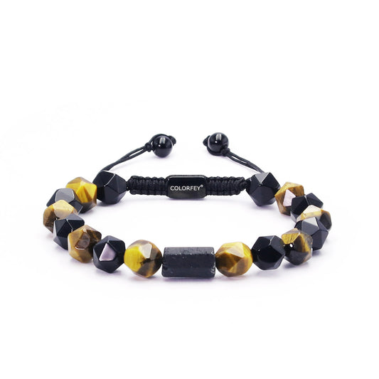 Yellow Tiger Obsidian Tourmaline Bracelet