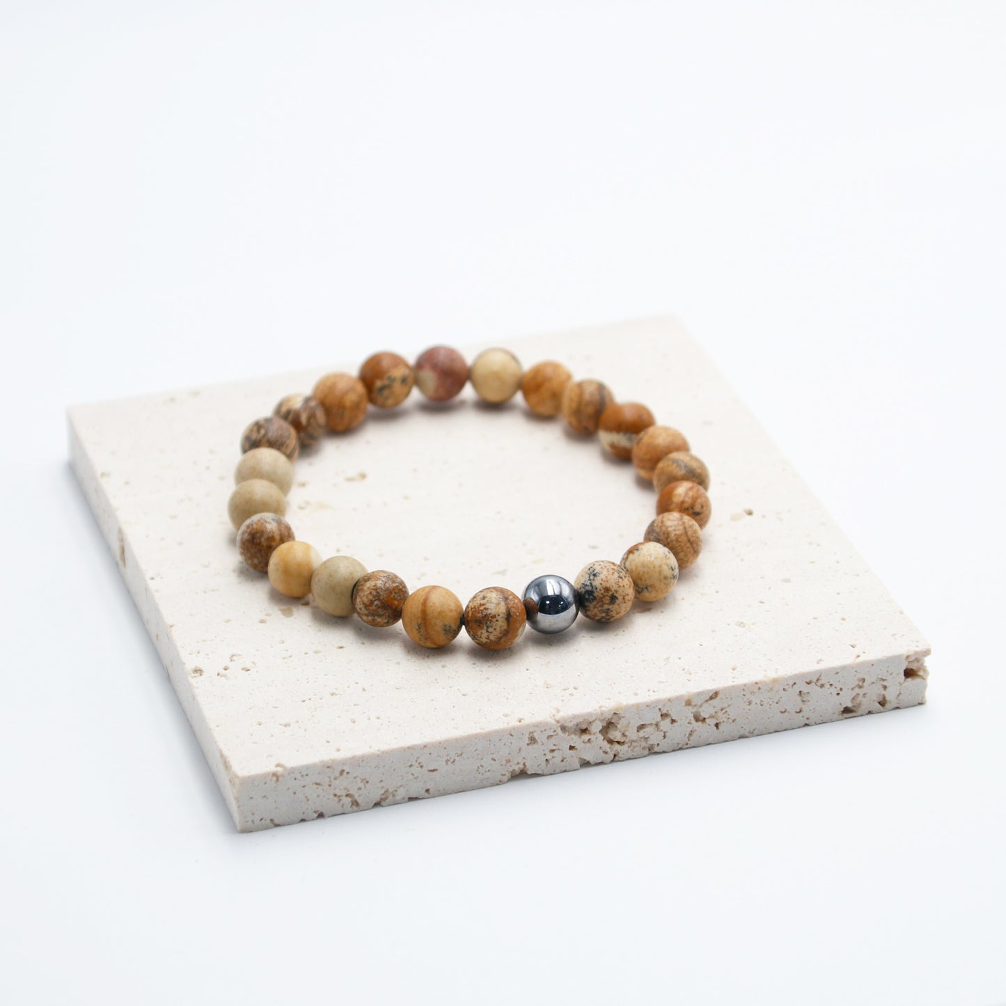 Picture Jasper and Hematite Crystal Bracelet, 8mm