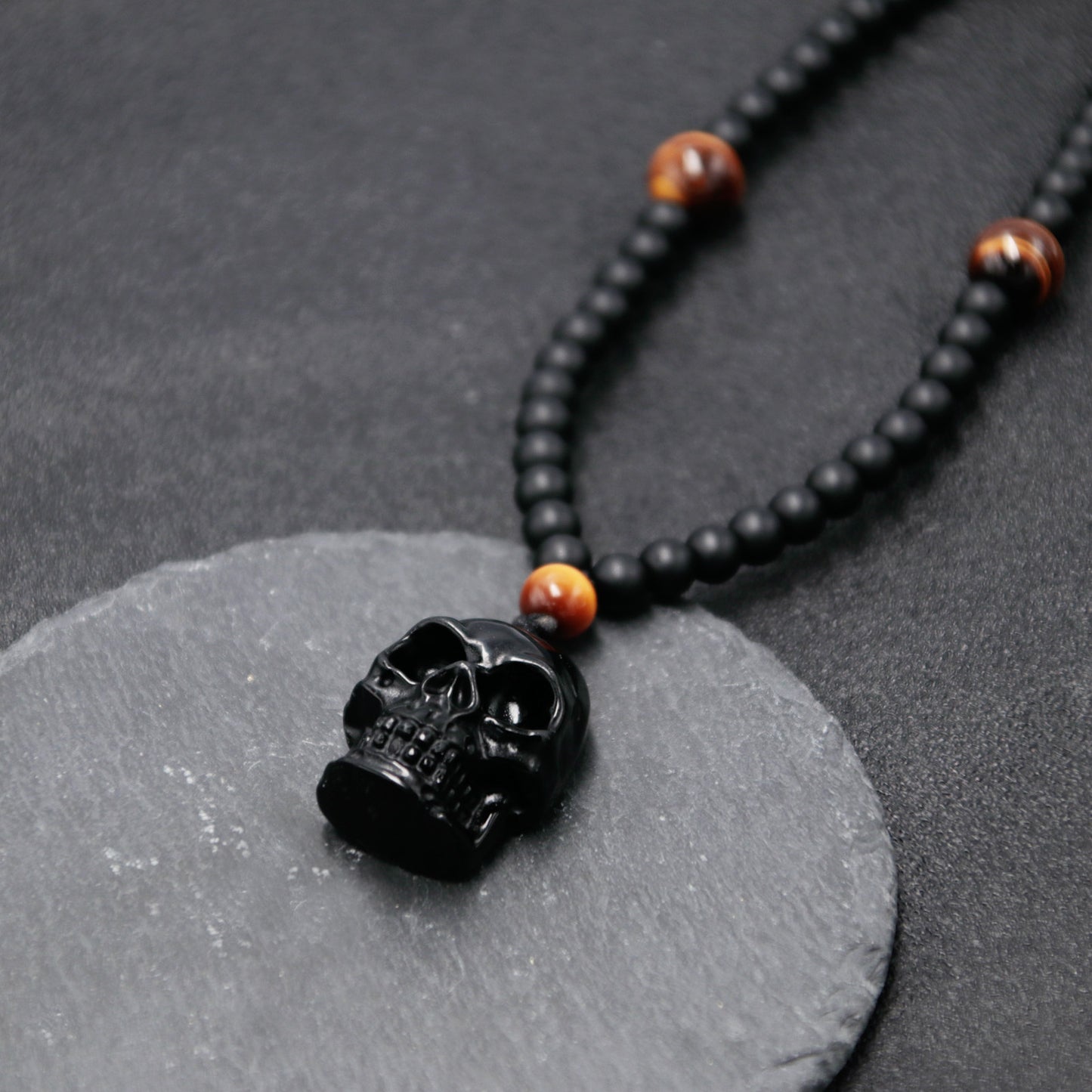 Obsidian Skull Protection Necklace for Men