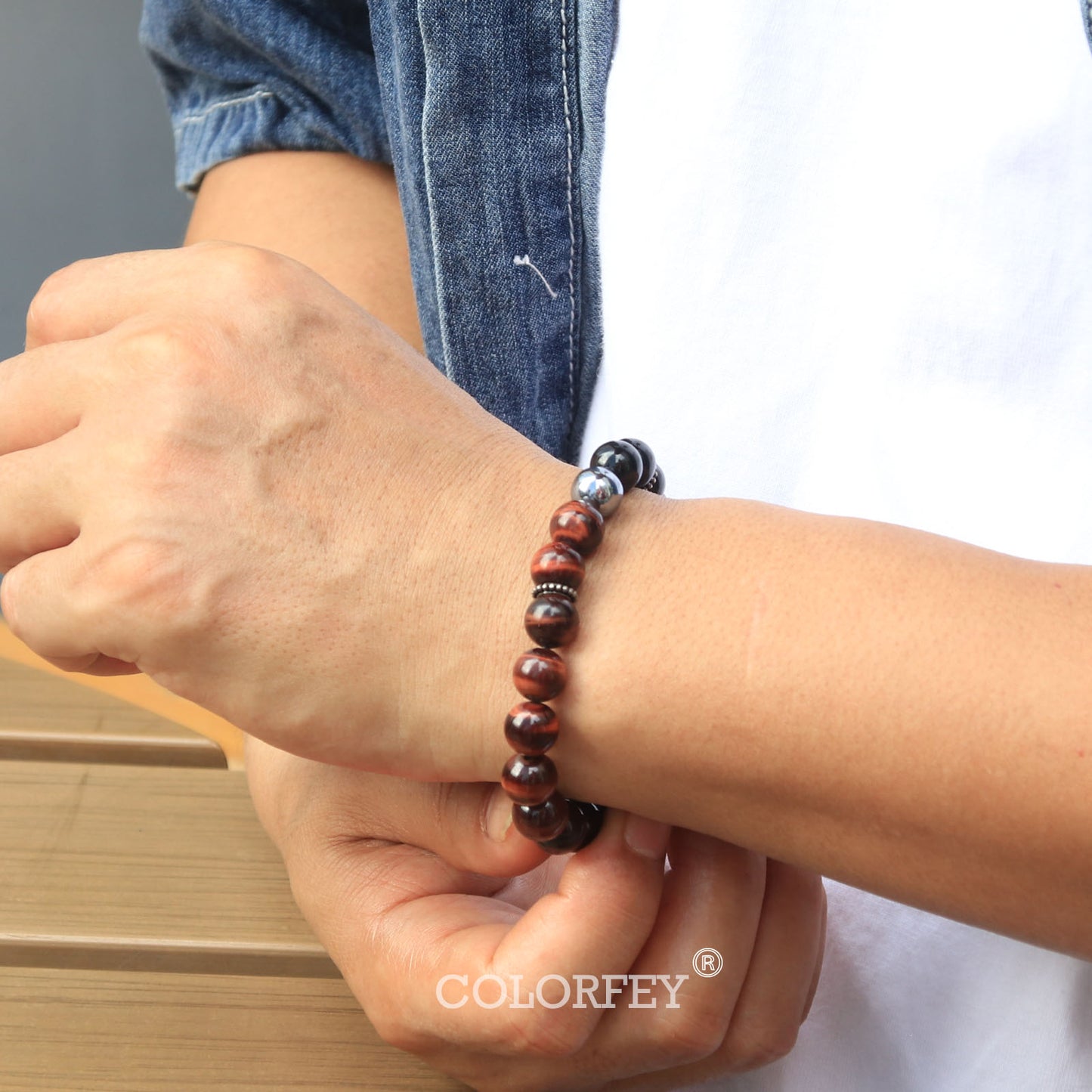 Red tiger eye &terahertz bracelet