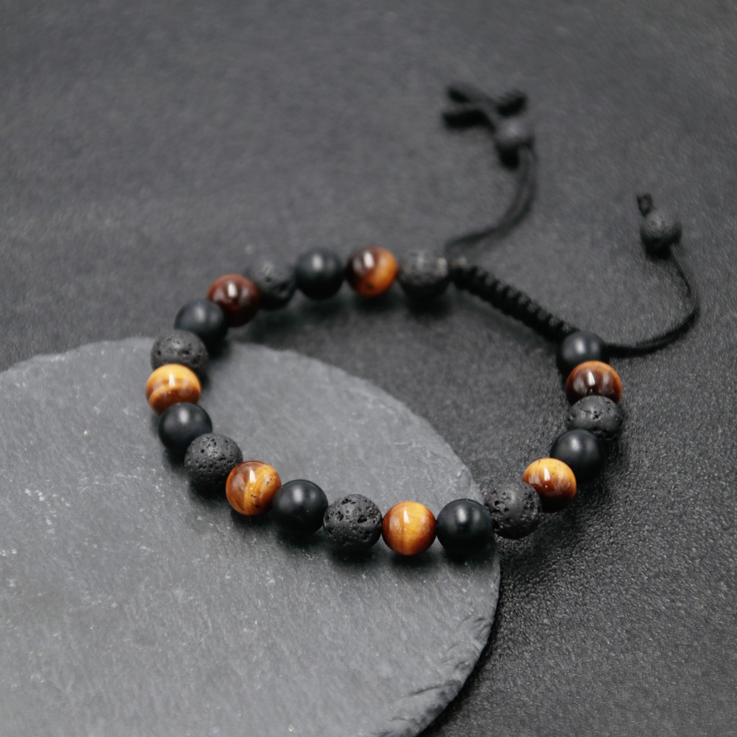 Tiger Eye Triple Healing Beads Bracelet for Men, 8mm