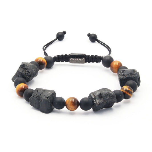 Raw Tourmaline&Tiger Eye Onyx Bracelet