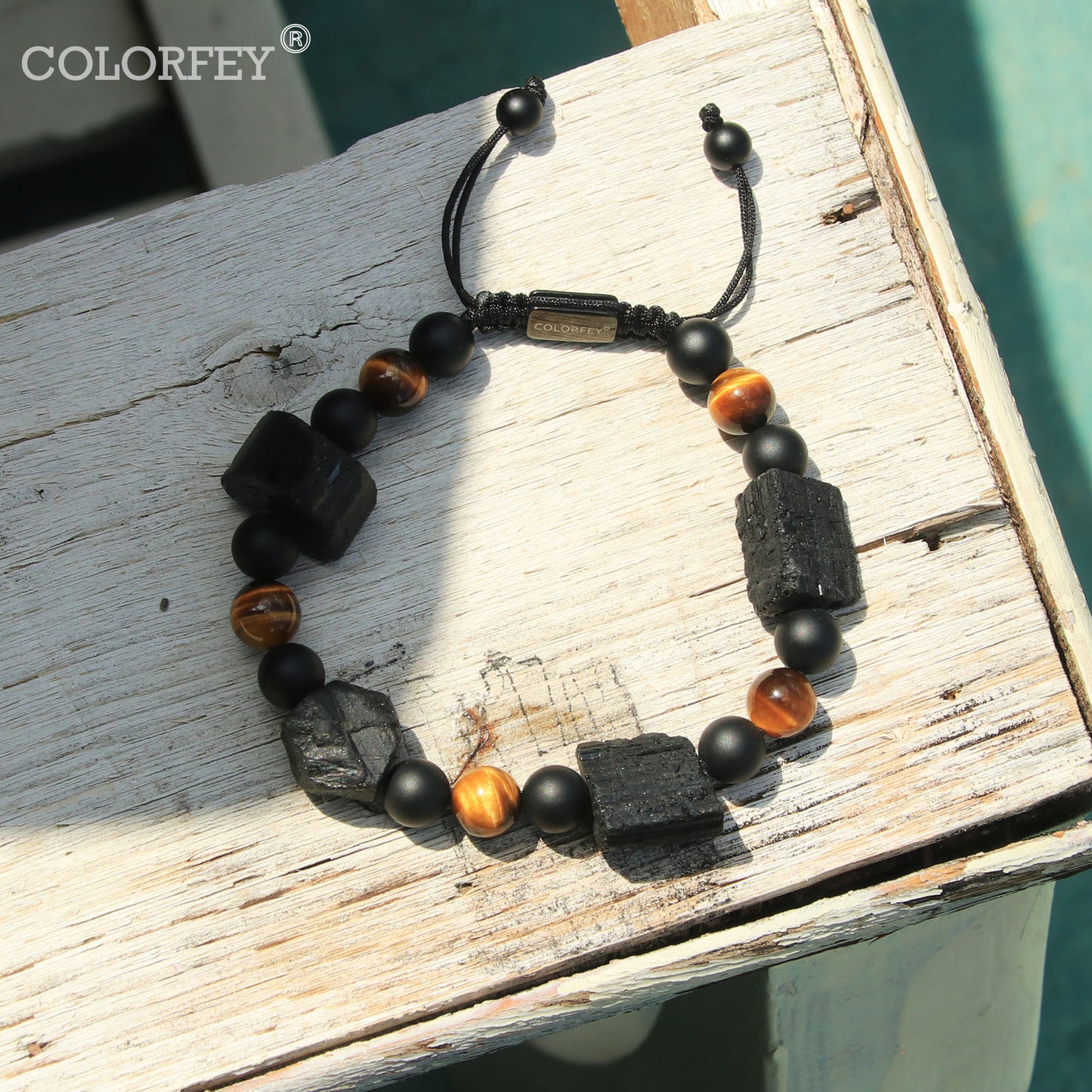 Raw Tourmaline&Tiger Eye Onyx Bracelet