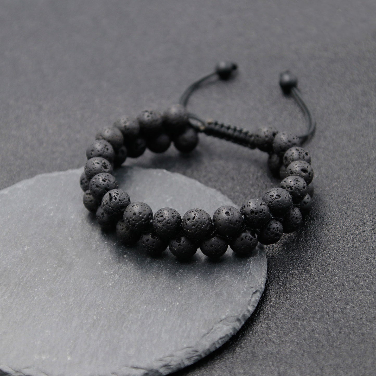 Black Lava Rock Gemstone Bracelet for Men 8mm